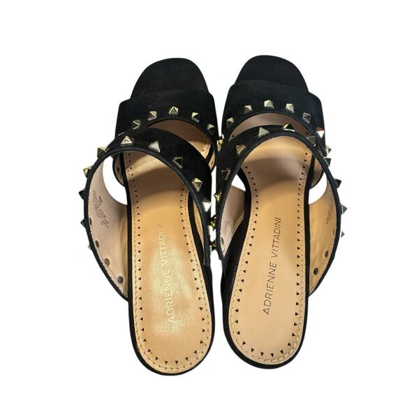 Adrienne Vittadini Black Suede Studded Slide Mules Block Heel Street Chic Sz 6M - Picture 5 of 8